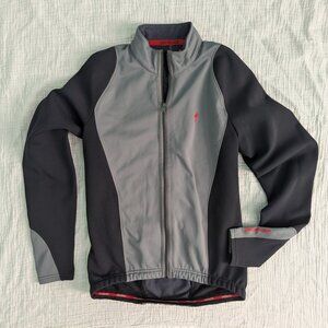 Specialized full-zip cycling Men's M jacket, gray and black with thumb holes